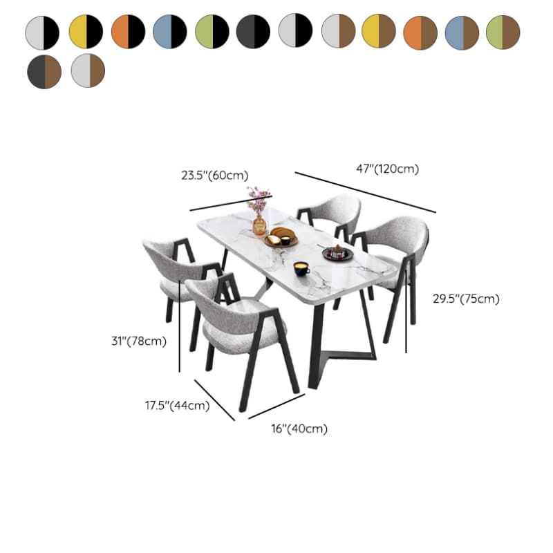 Dining Table Set with Sleighing Recycled Wood Fixed Table and Padded Chair with Back and Armrest, 5-piece thumbnail 15