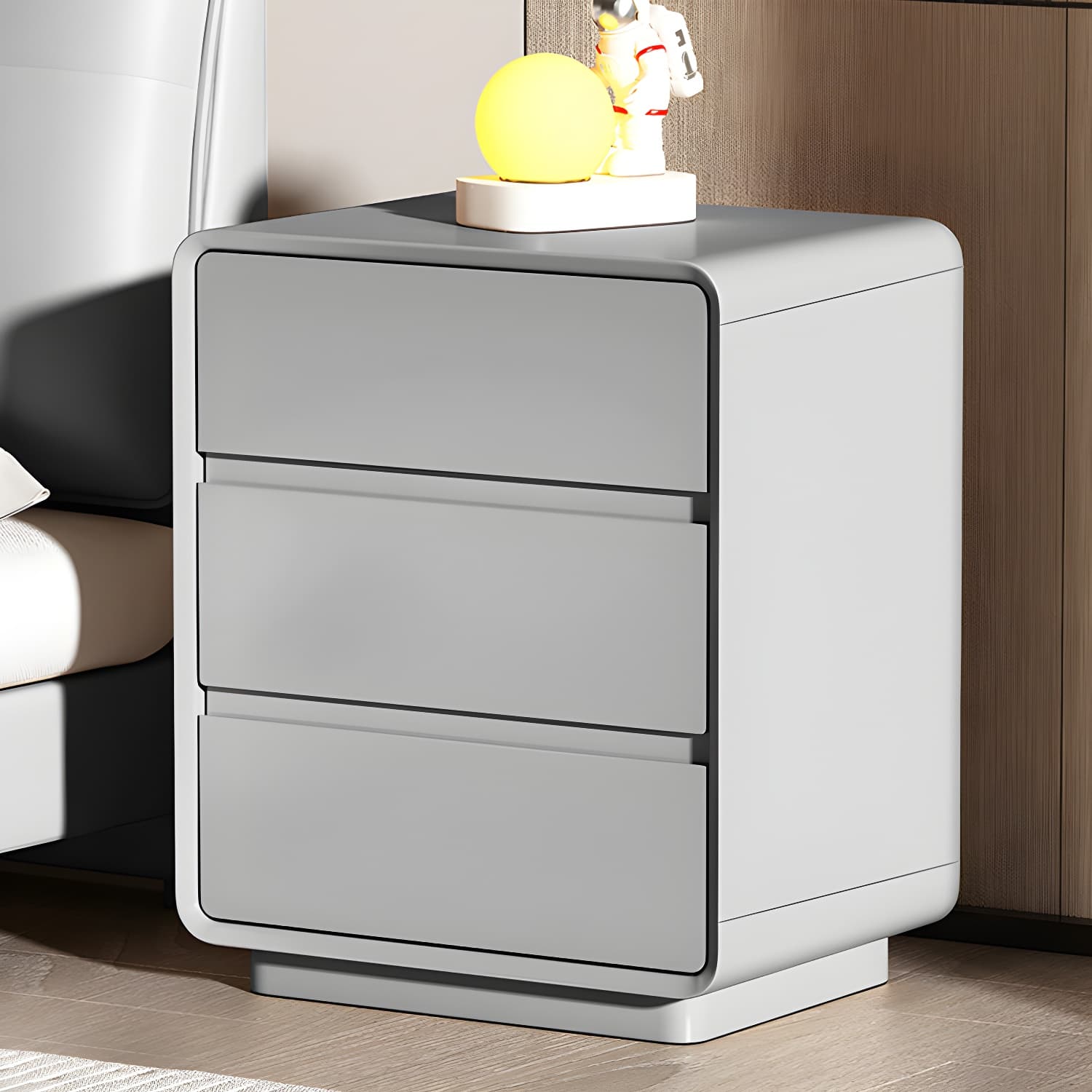 Modern Pine Wood Bedside Cabinet with 3 Drawers in Standard Height thumbnail 6