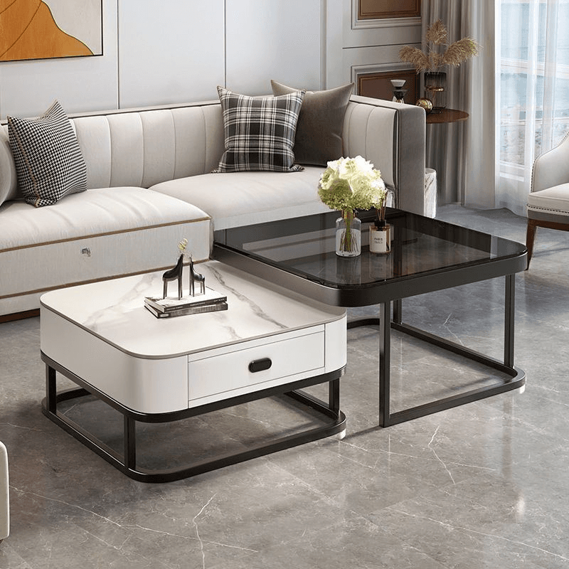 Square Double Nesting Accent Table with Framework Base for Home thumbnail 2
