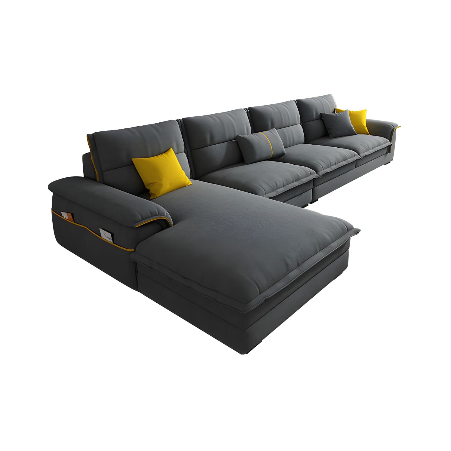 Modern Gray Cotton and Linen Sectional Sofa with Wood Frame and Storage Included thumbnail 12