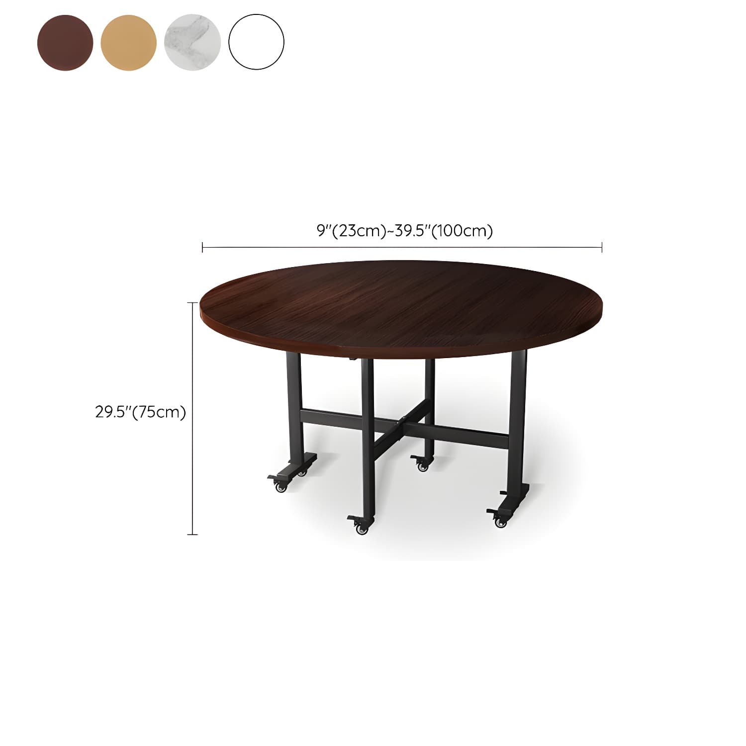 Modern Foldable Dining Table Round Wood Tabletop with Metal Legs thumbnail 15