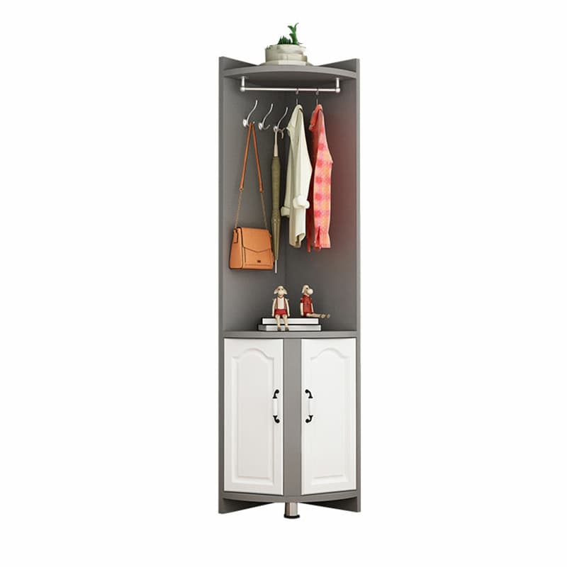 Scandinavian Wood Corner Accent Cabinet with 1 Cabinet and Opening Shelves for Room thumbnail 1