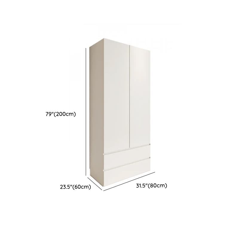 White Minimalist Manufactured Wood Independent Wardrobe Closet with Soft Close Drawer, Soft Close Door, and Interior Shelves thumbnail 20
