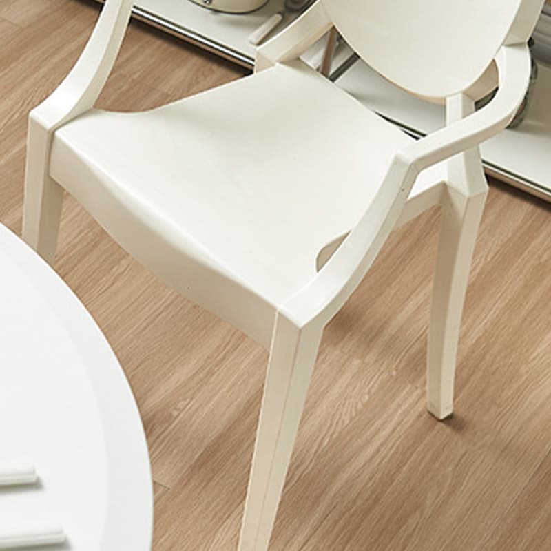 Scandinavian Reliable Arm Chair in Plastic for Dinette with Open Back and Foot Pads thumbnail 12