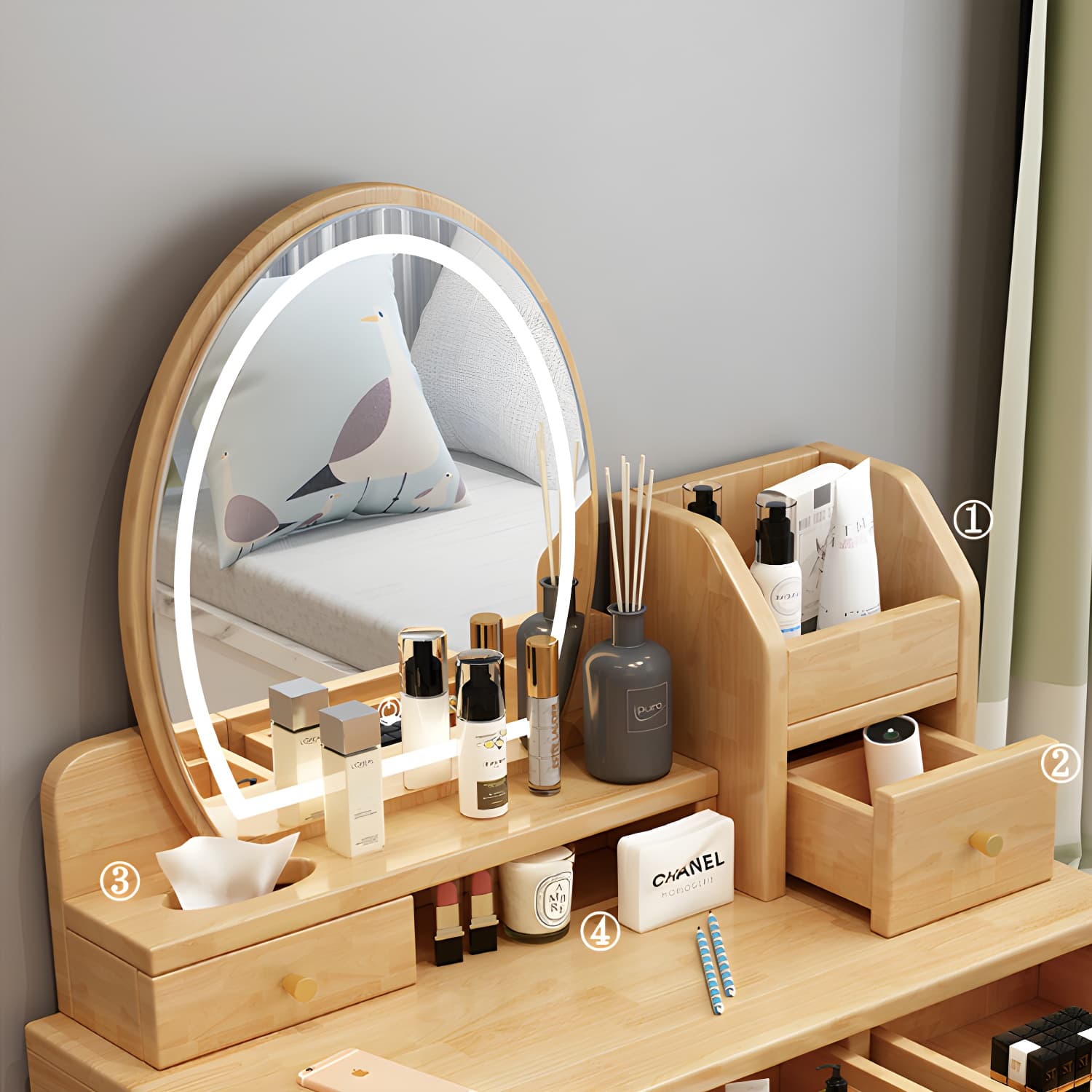 Traditions Dressing Table Bedroom Solid Wood with Drawer Mirror Make-up Vanity thumbnail 12