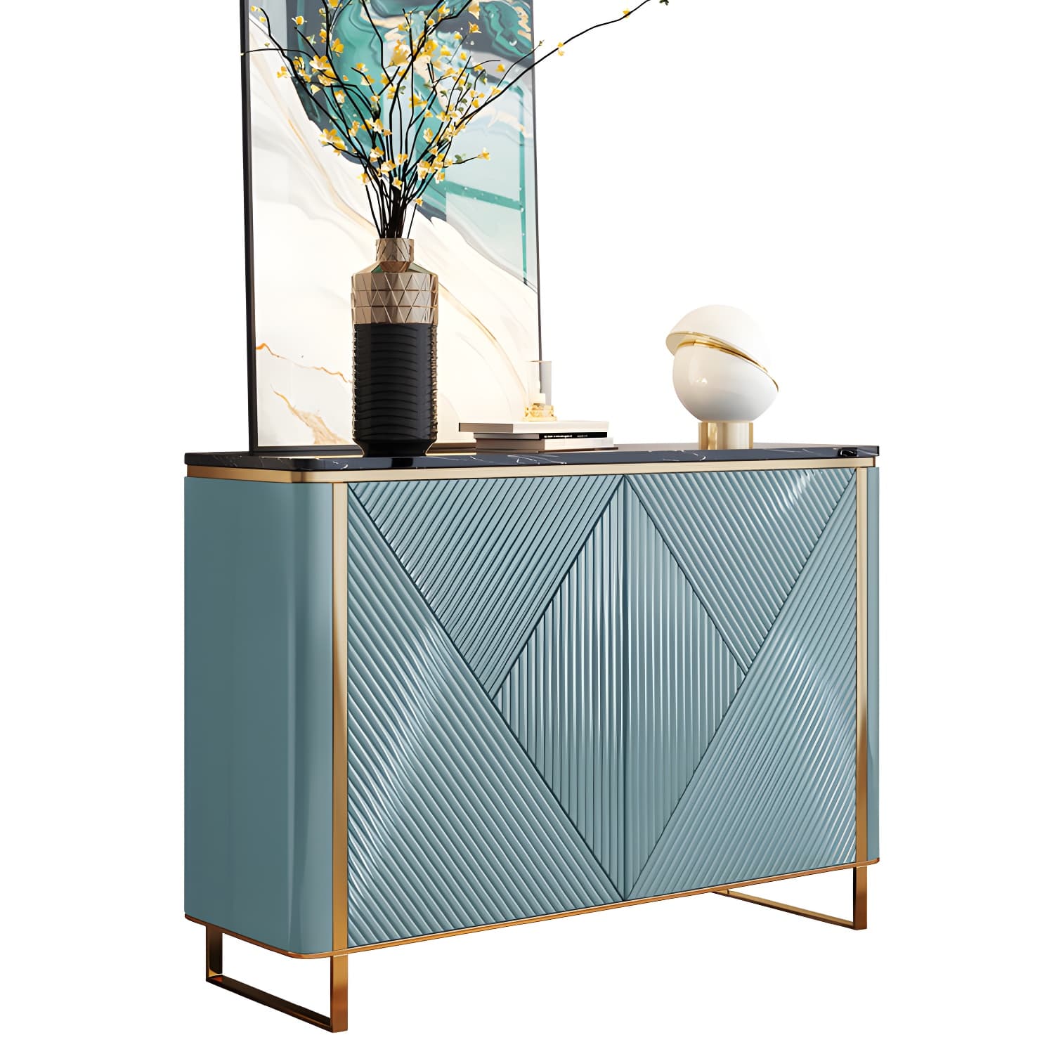 Modern & Contemporary Side Board Stone Credenza with Cabinets thumbnail 10