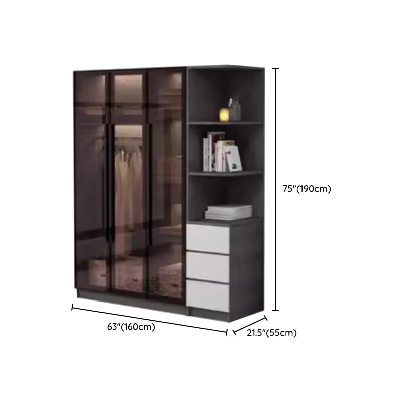Charcoal Modish Timber Self-supporting Cabinet Armoire with Soft Close Drawer and Door, Hanging Rod thumbnail 21
