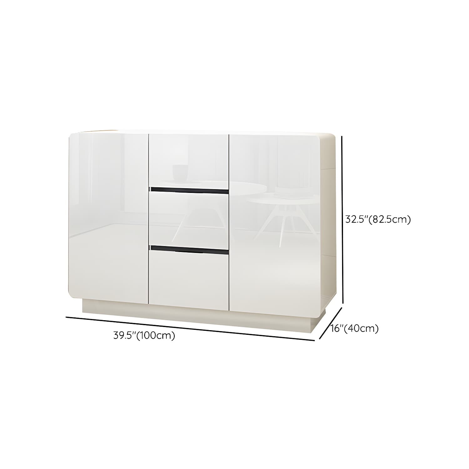 Contemporary White Sideboard Table with Drawers and Adjustable Shelving - image 9