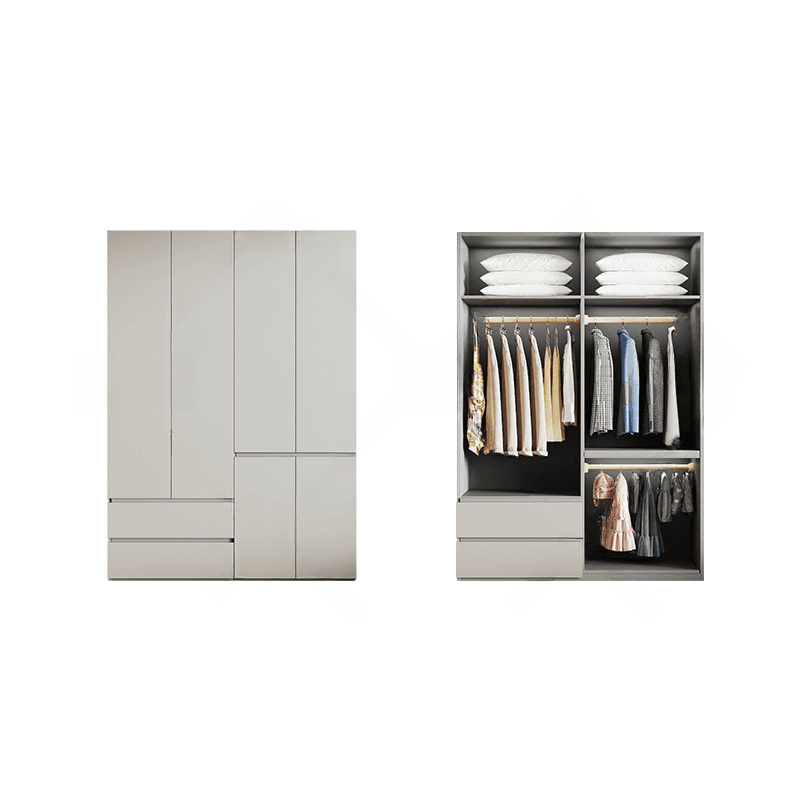 Cream Trendy Reclaimed Wood Wardrobe Armoire with Soft Close Drawer, Soft Close Door, Interior Shelves, and Clothing Rod thumbnail 35