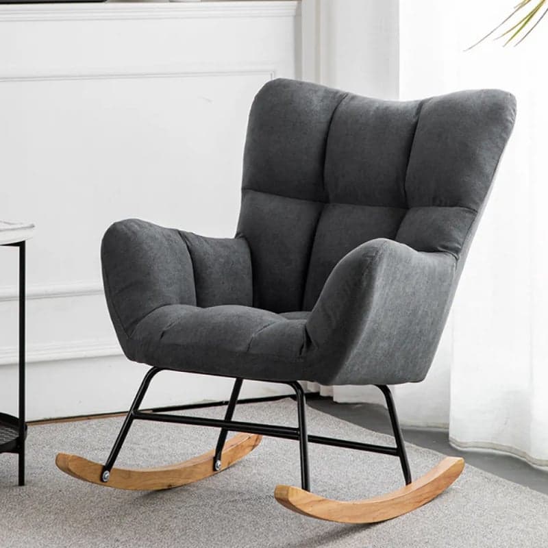 Midnight Black/Olive Green/Lemon Color Ergonomic Stationary Rocking Chair Couch with Rear & Round Arm thumbnail 4