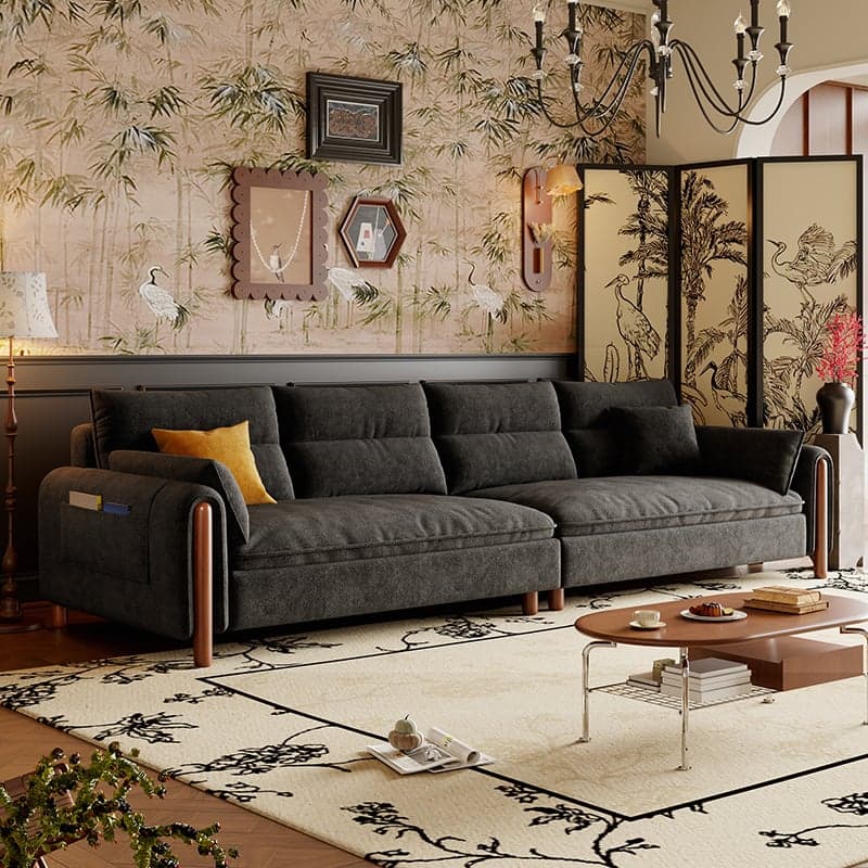 Antique Straight Sofa Chaise for 6, Horizontal Orientation with Round Arm thumbnail 1