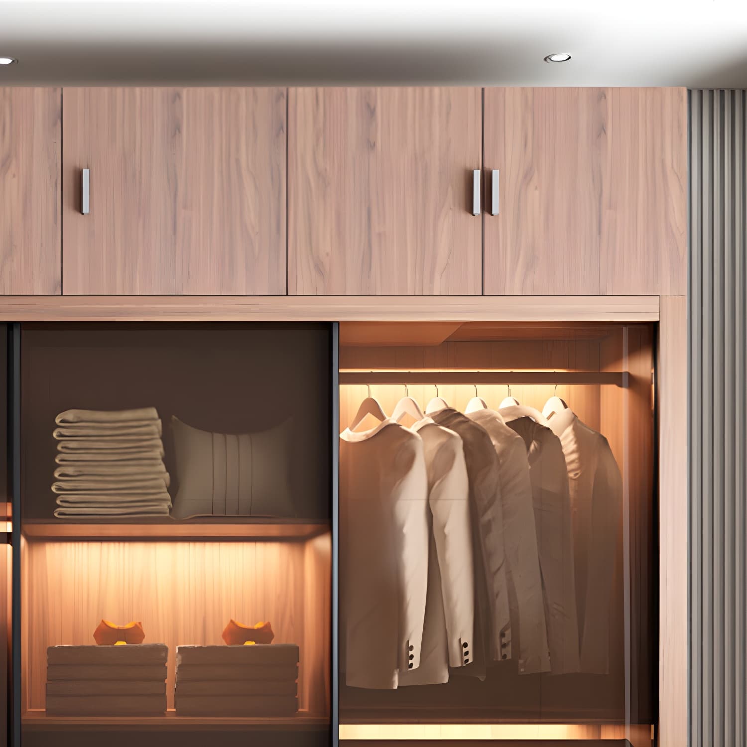 Brown Engineered Wood Wardrobe Armoire Modern Wardrobe Closet thumbnail 9