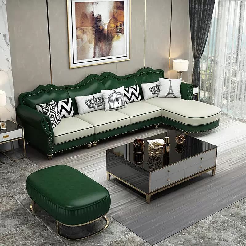 Glam Eco-Leather Flared Arm Sectional Sofa in Large Size with Nailhead Trim thumbnail 8