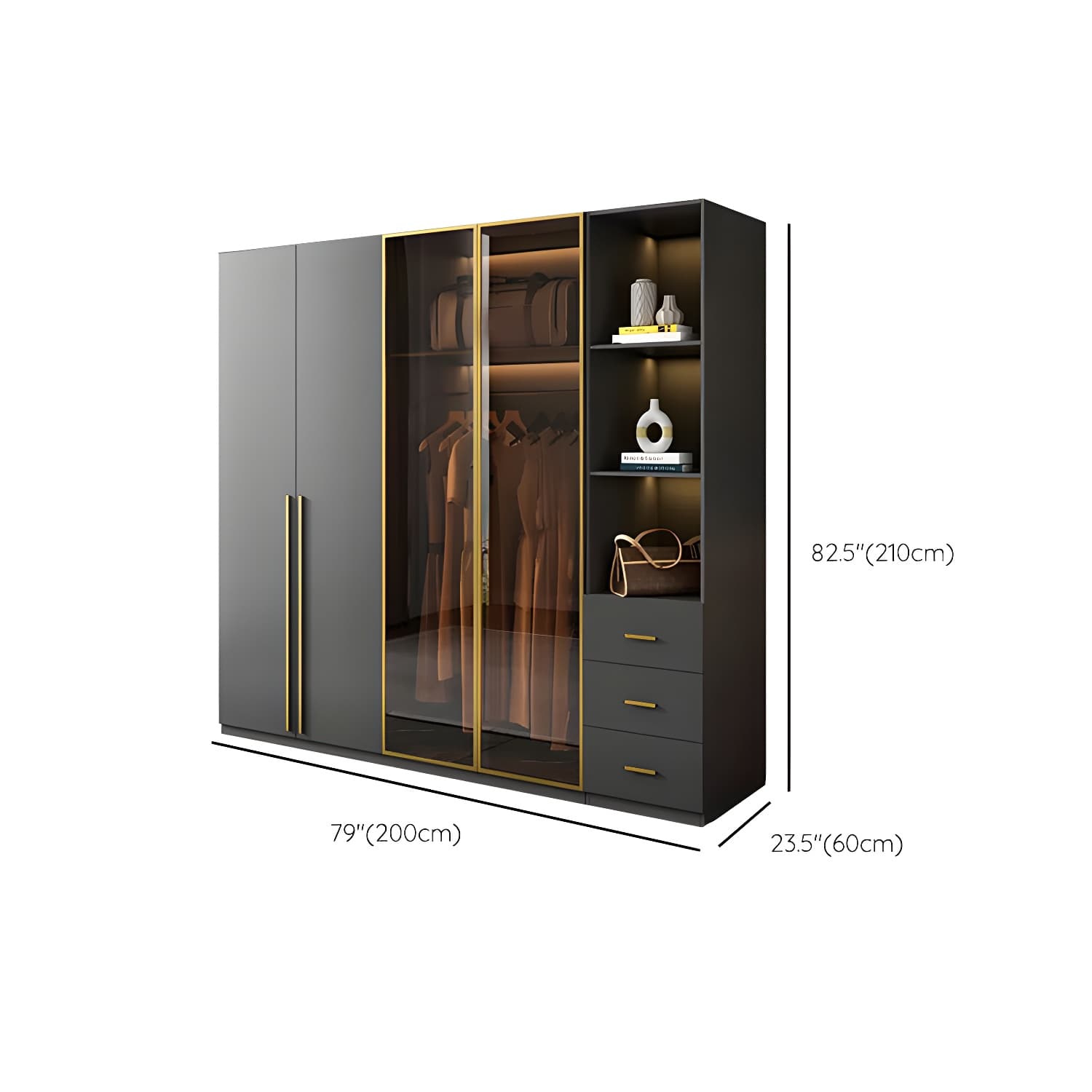 Modern Glass Wardrobe Wardrobe Armoire Wardrobe Cabinet for Home thumbnail 20