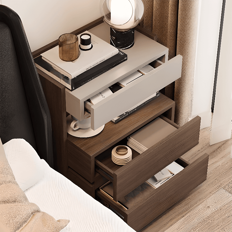 Organic Modern Nightstand With Drawer Organization Featuring 2 Shelves and Particle Board Wood Countertop thumbnail 6