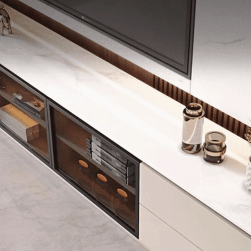 2-Cabinet & 4 Drawers Trendy Sintered Stone TV Stand with Shelf & Cable Management thumbnail 6