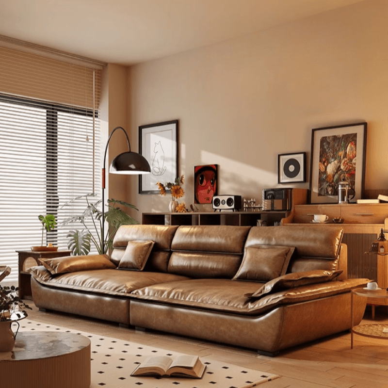 Drawing Room Standard Sofa in Mocha Pu Leather thumbnail 1