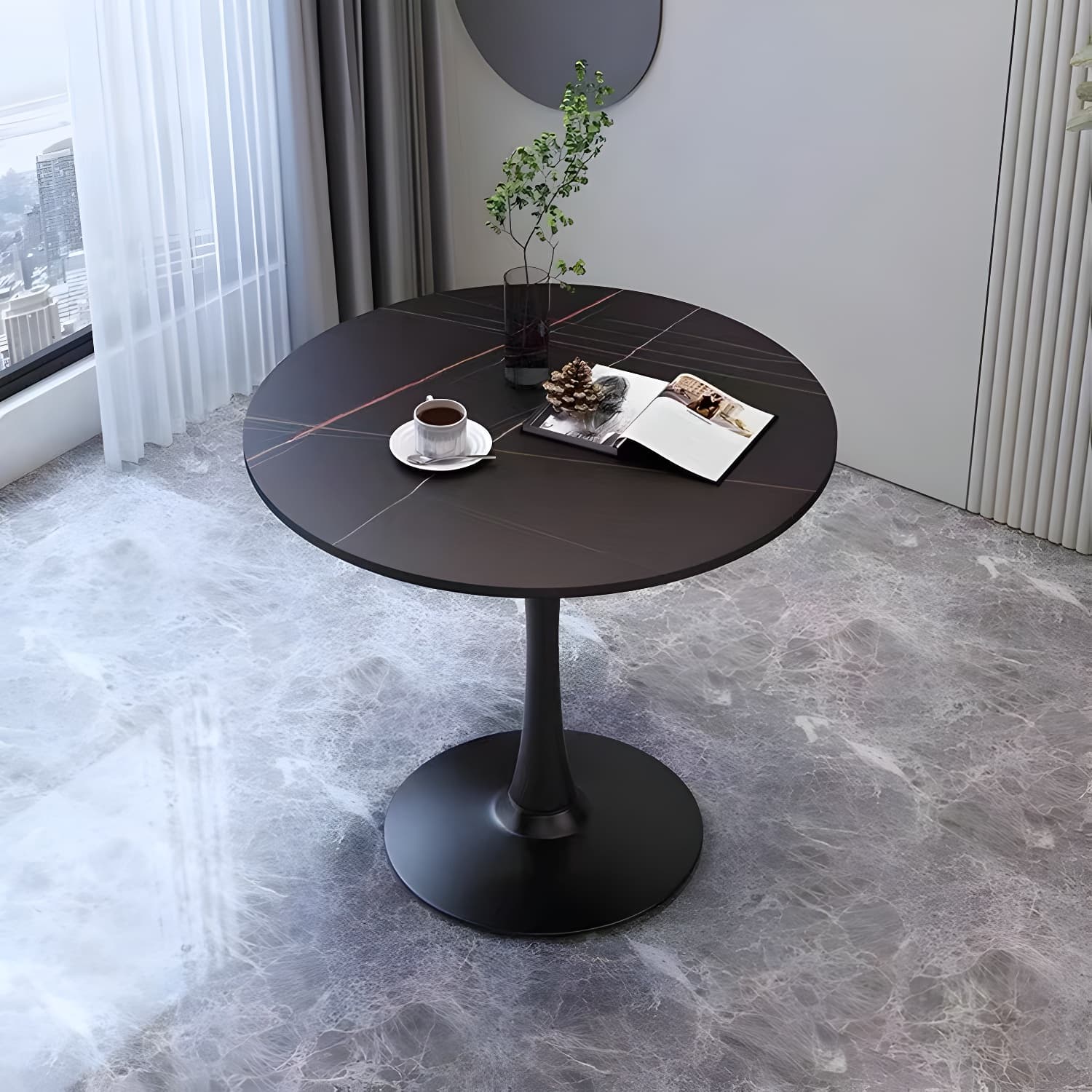 Contemporary Round Dining Table Sintered Stone Dining Table for Dining Room thumbnail 14