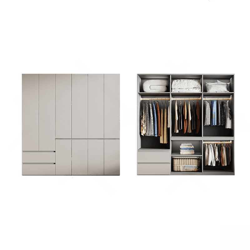 Cream Trendy Reclaimed Wood Wardrobe Armoire with Soft Close Drawer, Soft Close Door, Interior Shelves, and Clothing Rod thumbnail 19