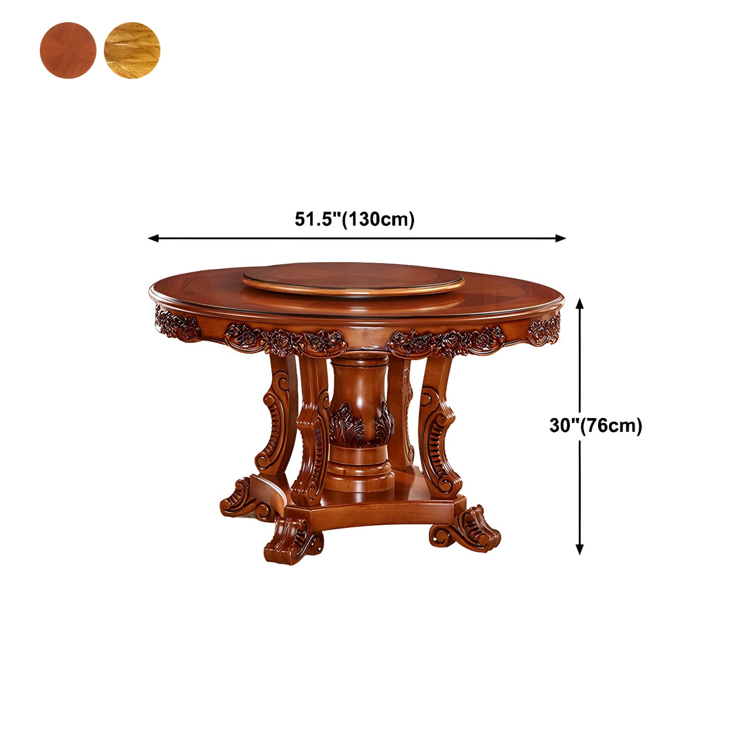 Rubberwood Base Victorian Round Table Pedestal Base Table for Dining Room thumbnail 14