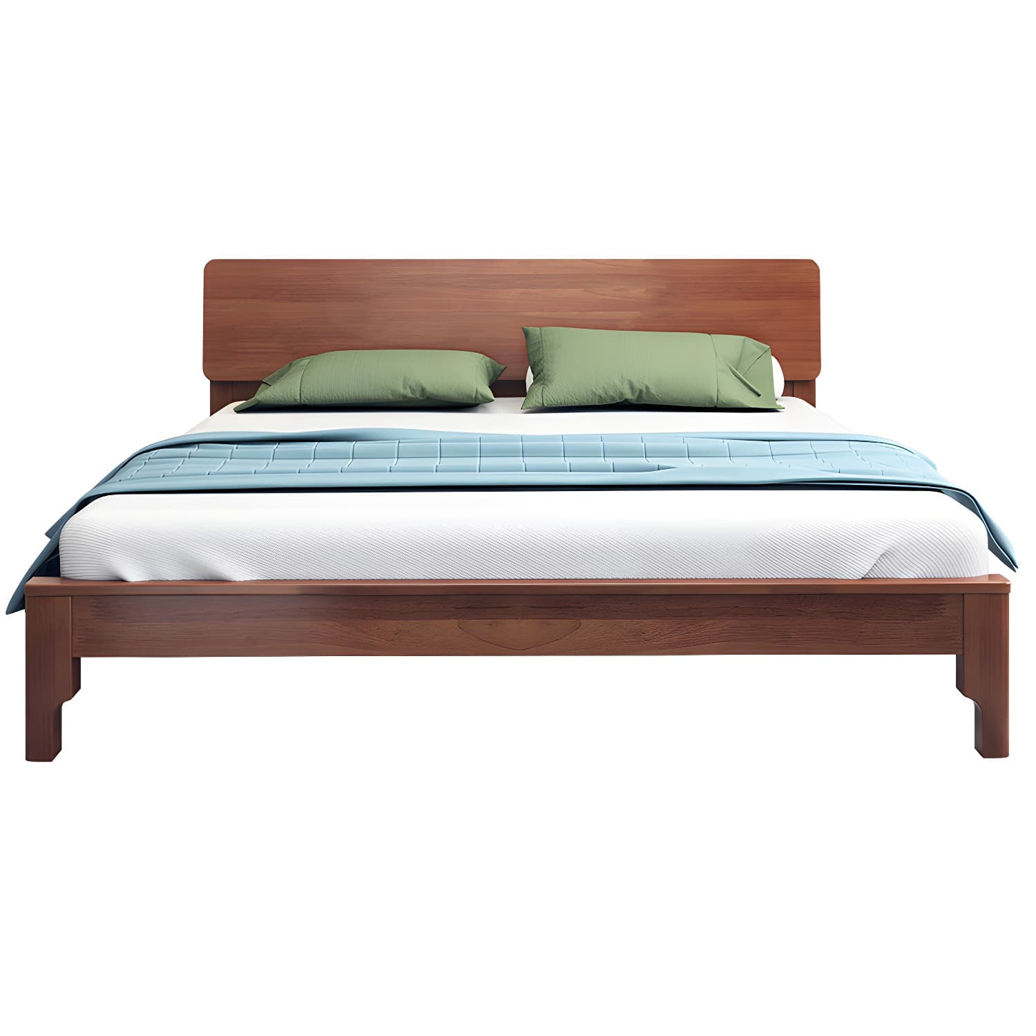 Scandinavian Solid Wood Bed with Rectangle Headboard and 4 Legs thumbnail 2