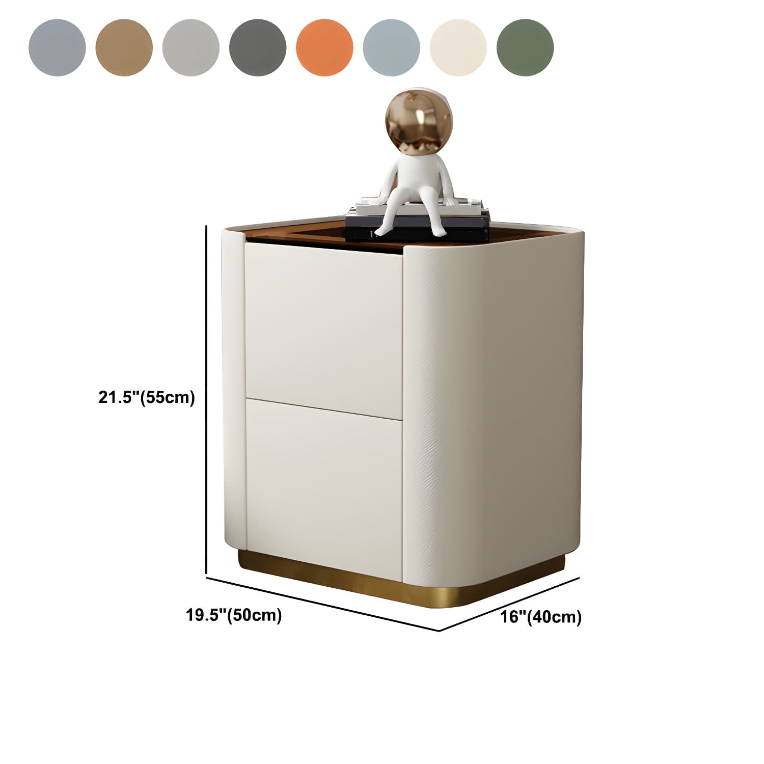 Wooden Nightstand with Tempered Glass 21.65" Tall 2 - Drawer Nightstand thumbnail 19