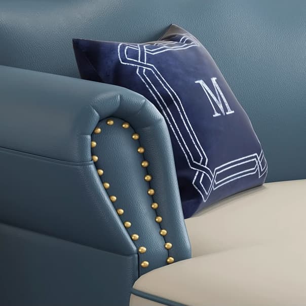 Glam Eco-Leather Flared Arm Sectional Sofa in Large Size with Nailhead Trim thumbnail 15