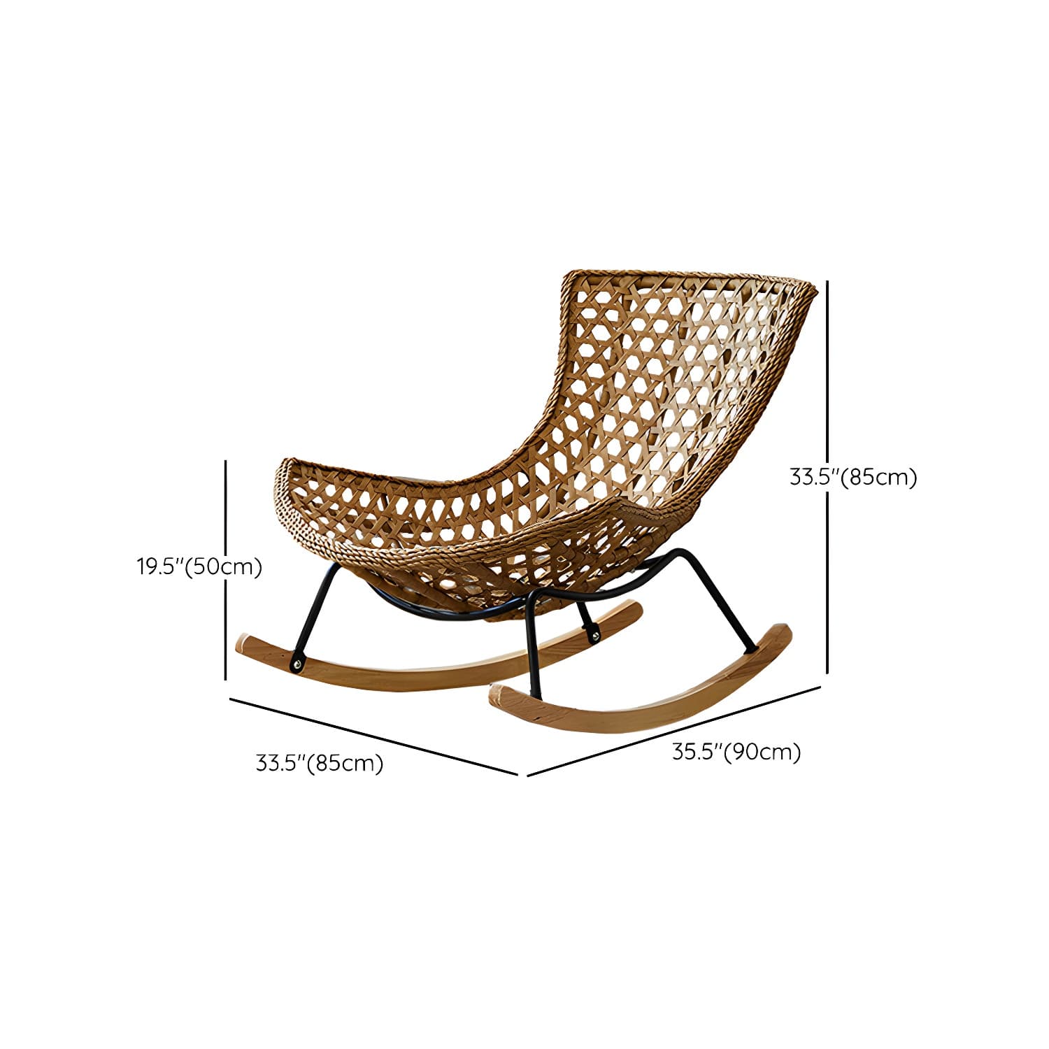 Elegant Walnut Wood Rocking Chair for Modern Living - Upholstered Seating and Stylish Track Arms thumbnail 16