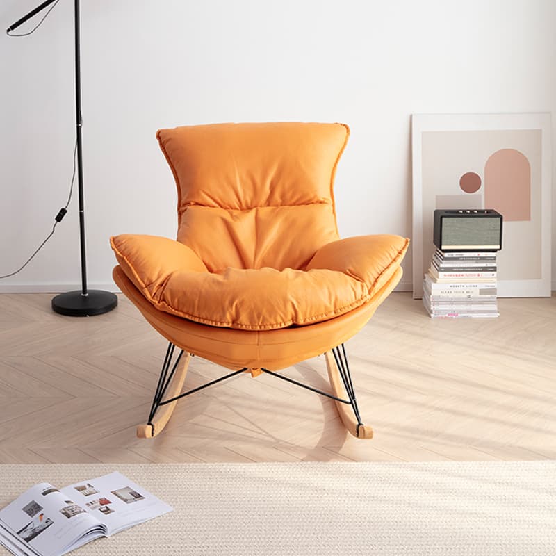 Modern Upholstered Rocking Chair Set with Slipcover and Ottoman thumbnail 12