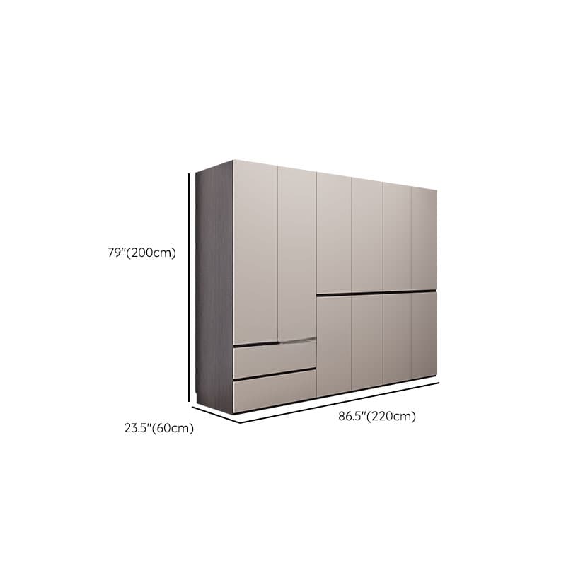 Light Gray Modish Manufactured Wood Independent Armoire Cabinet with 2 Drawers/4 Drawers, Interior Shelves, and Clothing Rod thumbnail 13
