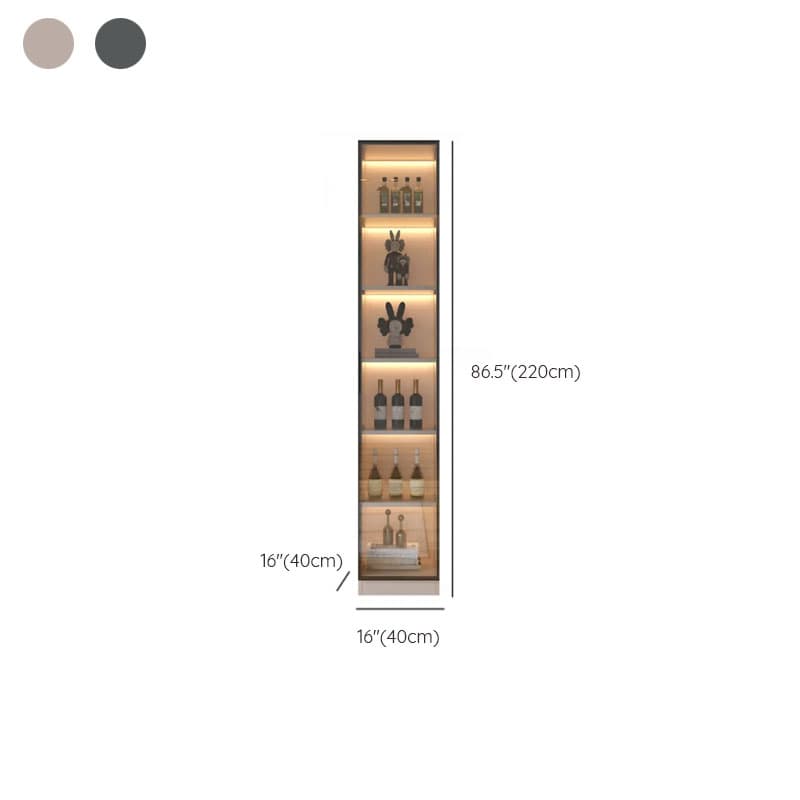 Modern Timber Countertop Server with Glazed Door Hutch, Narrow Size, Six Internal Shelves for Kitchen Cupboards thumbnail 8