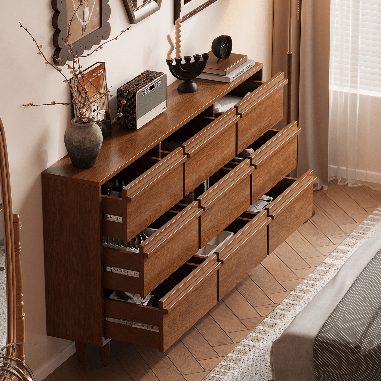 Cocoa Trendy Composite Wood Double Dresser/Lingerie Chest/Bachelor Chest with 5 Drawers/9 Drawers/6 Drawers in Vertical/Horizontal Orientation thumbnail 3