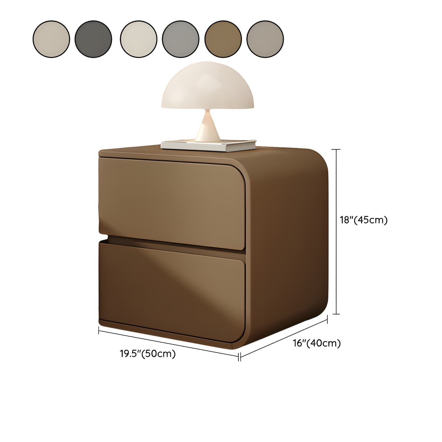 Rounded Corners Nightstands Solid Wood with Silent Buffer Guide Rail thumbnail 14