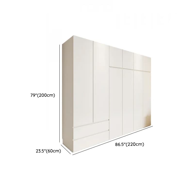White Minimalist Manufactured Wood Independent Wardrobe Closet with Soft Close Drawer, Soft Close Door, and Interior Shelves thumbnail 18