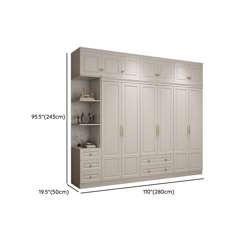 White Minimalist Lumber Wardrobe Closet with Soft Close Drawer, Soft Close Door, Interior Shelves, and Clothing Rod thumbnail 28