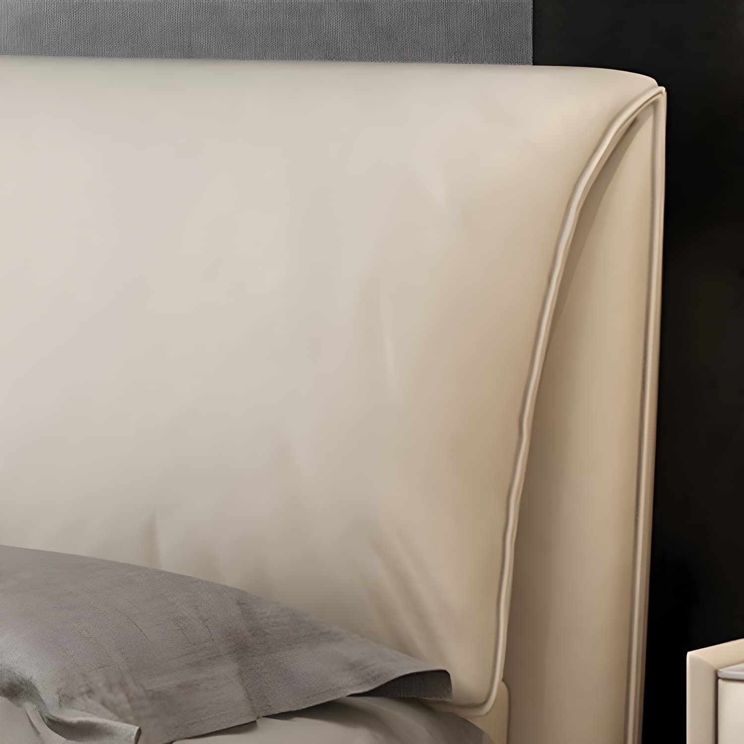 Modern Low Profile Panel Bed Genuine Leather Upholstered Bed Frame thumbnail 8