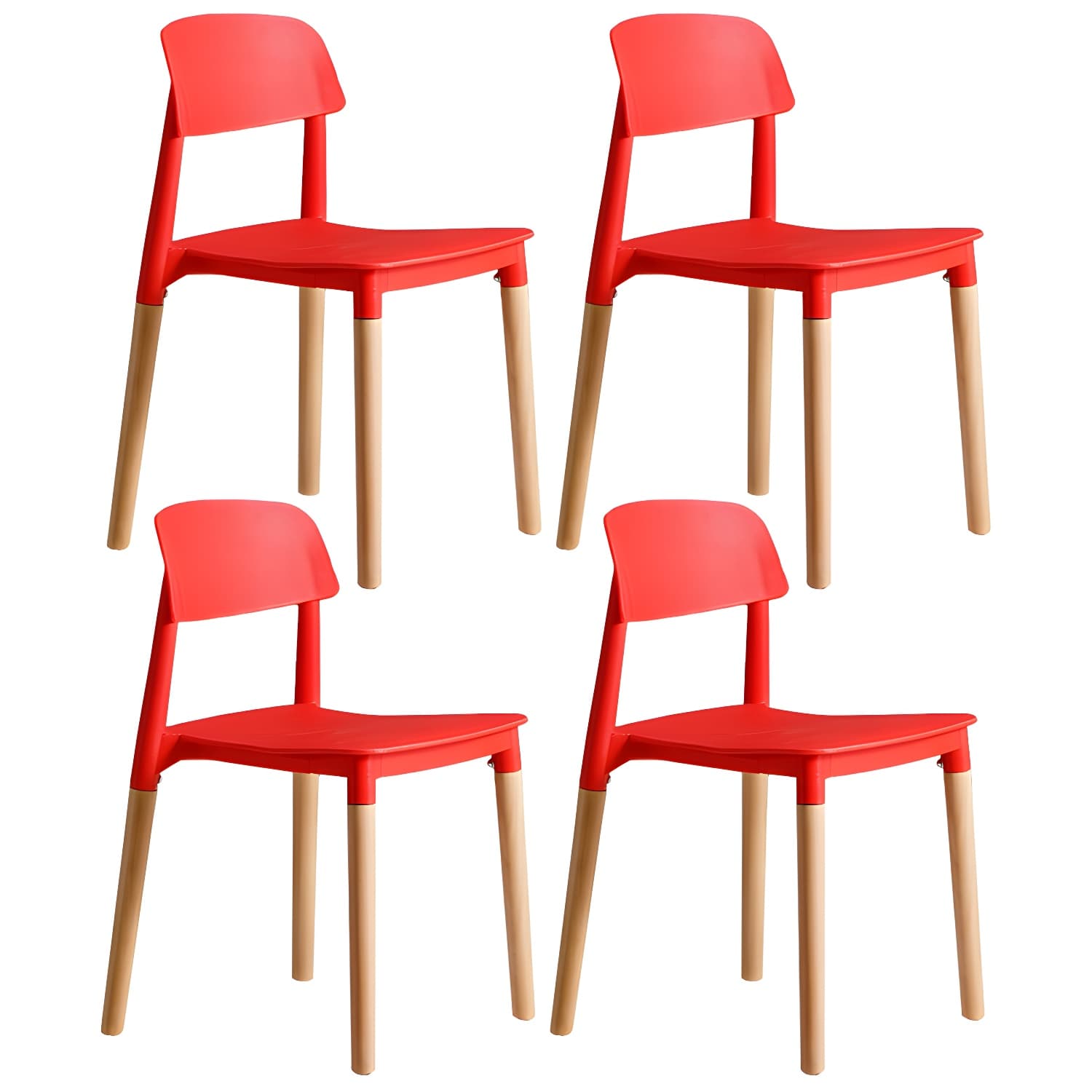 Scandinavian Home Side Chair Open Back Wood Legs Dining Room Chair Set thumbnail 6