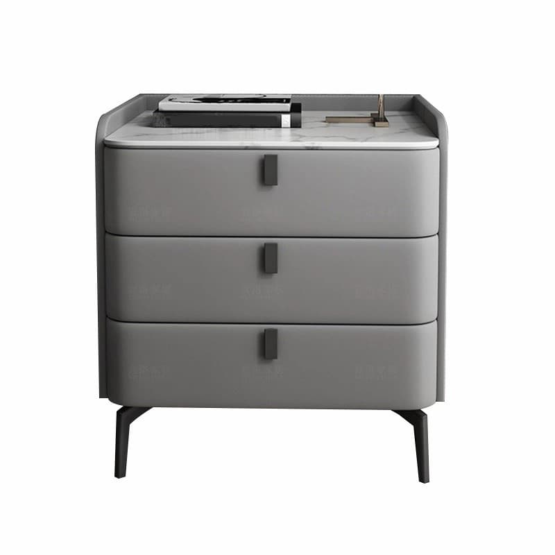 Modern Wooden 3-Drawer Nightstand Stone Countertop with Legs Partial Assembly Required thumbnail 16