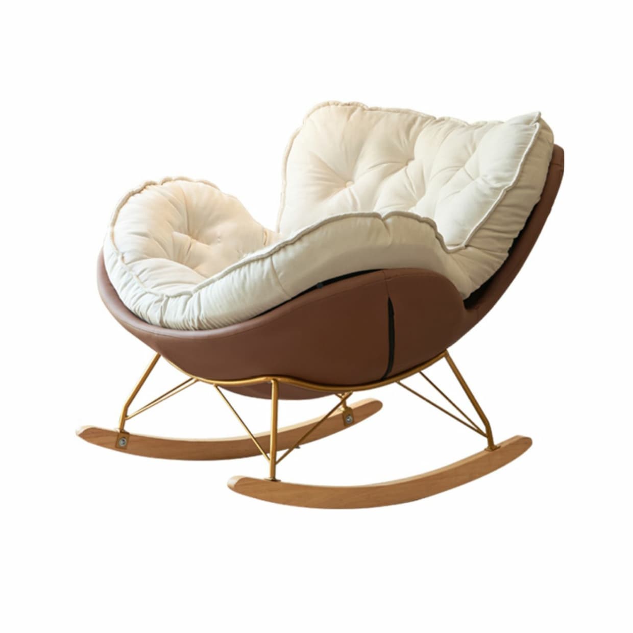 Stylish and Comfortable Modern Rocking Chair with Natural Wood Legs and Upholstered Track Arms thumbnail 14