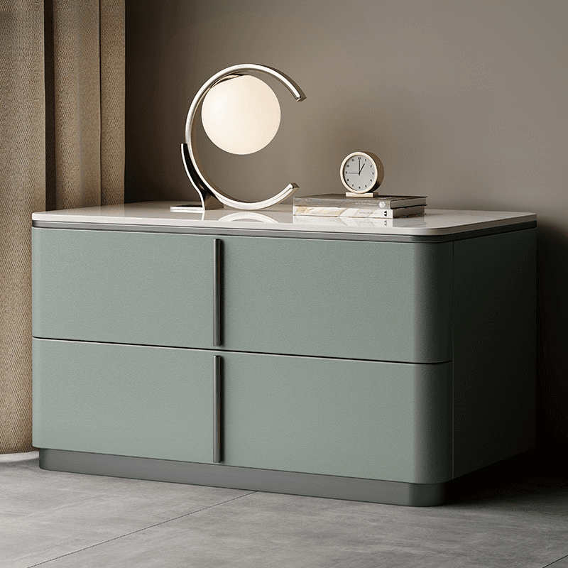 Modish Drawer Storage Bedside Table with 2 Drawers and Sintered Stone Countertop thumbnail 1