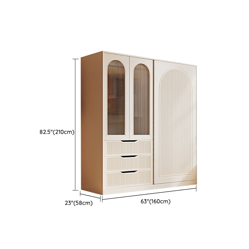 Chalk Almirah in Timber with Clothing Rod, 3 Cabinets/2 Cabinets and 5-Drawer/4-Drawer/3-Drawer in a Minimalist Style, 3-Shelf/2-Shelf Included/Not Included thumbnail 15