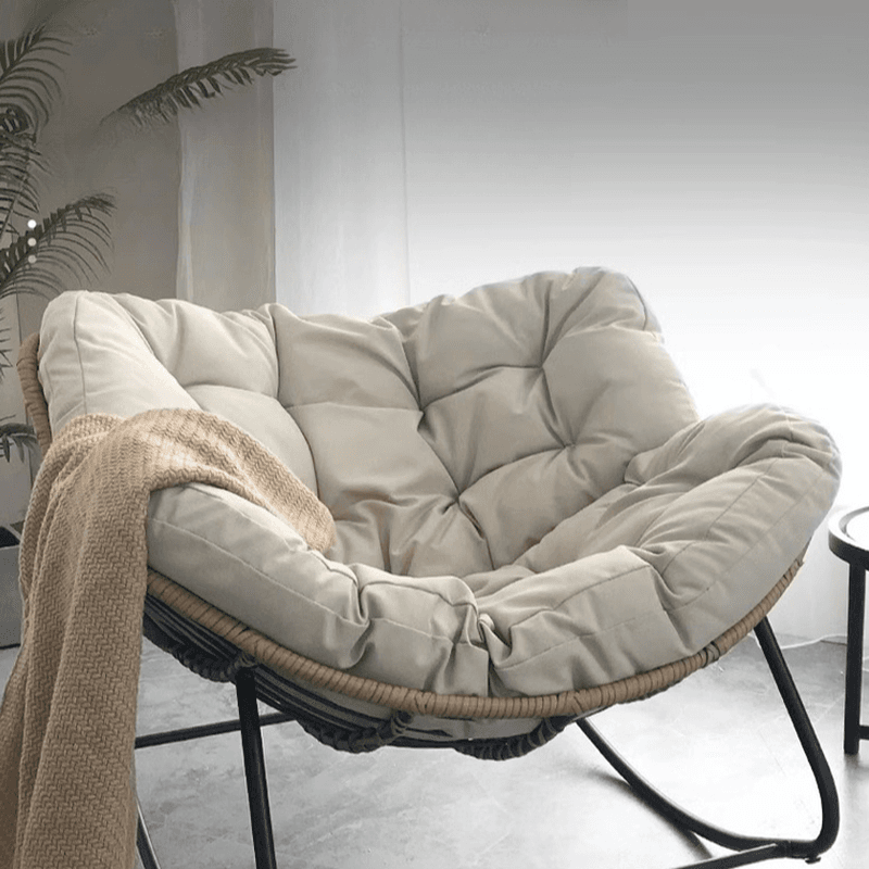 Midnight Black/Chalk/Cocoa Ergonomic Rocking Chair Couch with Rear Back, Stationary thumbnail 14
