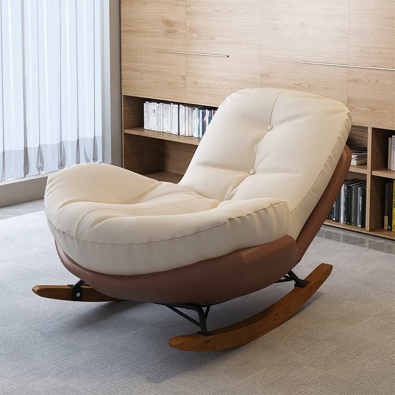 Cotton Upholstered Indoor Rocking Chair with Solid Wood Legs, Compact Design for Small Spaces thumbnail 19