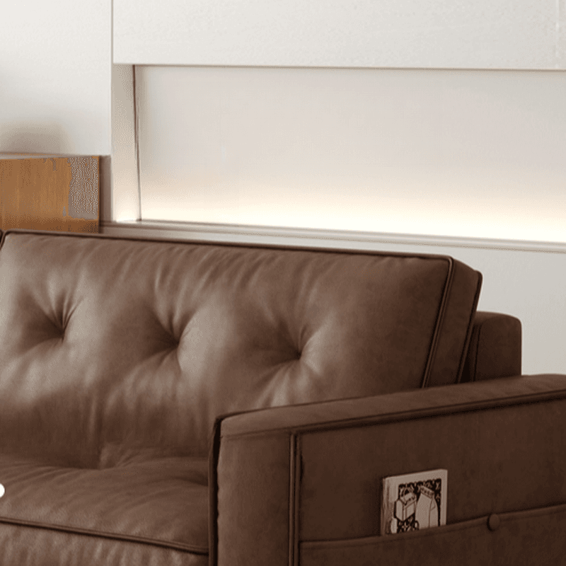 Mocha Pu Leather Convertible Sofa with Armrest for Drawing Room thumbnail 5