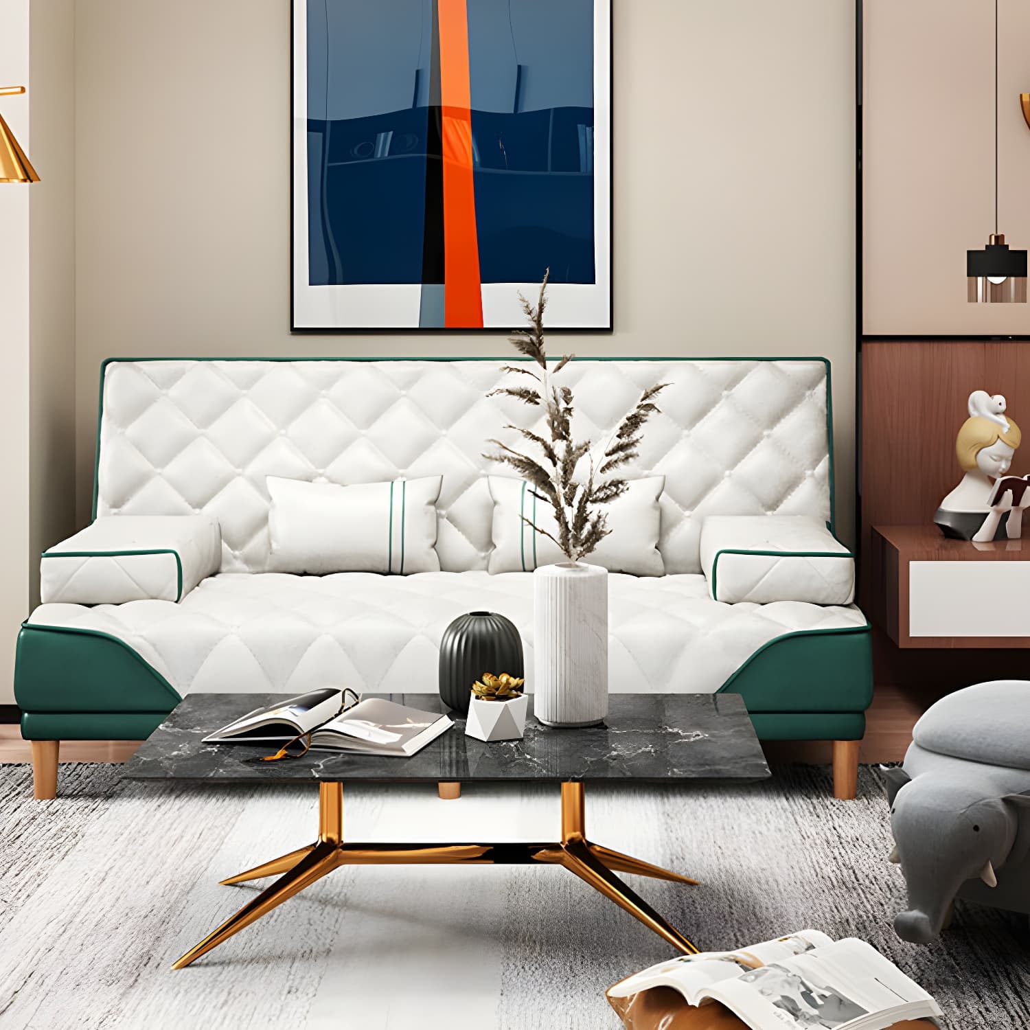 Contemporary Tight Back Convertible Sofa and Chaise with Pillow Top Arm thumbnail 17