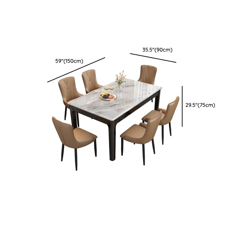 Contemporary 7 Piece Rectangle Dining Table Set with 4-Leg Base thumbnail 13