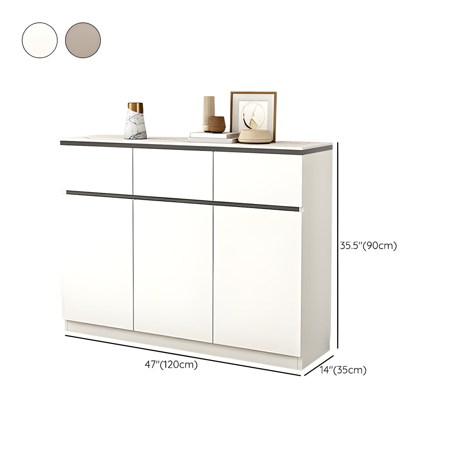 Modern Wood Sideboard Credenza with Drawers and Cabinets - Stone Countertop - image 18