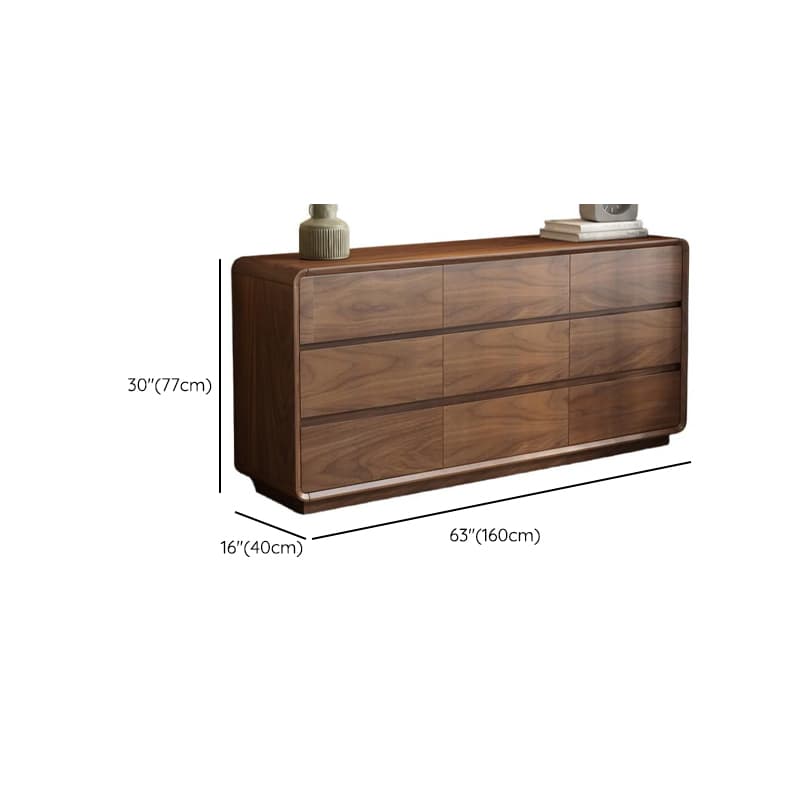 Cocoa Simplistic Natural Wood Double Dresser with 6/9/5 Drawers in Horizontal/Vertical Orientation thumbnail 16