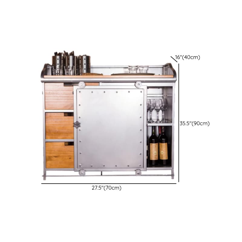 Industrial Metal Sideboard Cabinet with Wood Countertop, 3 Drawers, and Sliding Doors - image 24