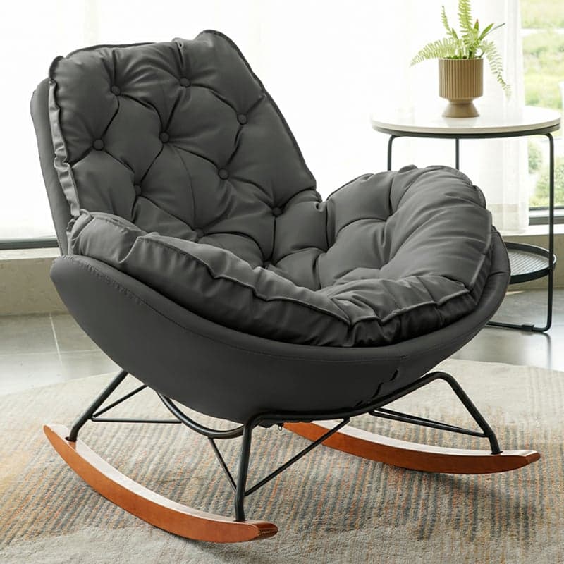 Ergonomic and Stationary Solid Wood Maternity Rocking Chair with Back and Flared Arm thumbnail 4
